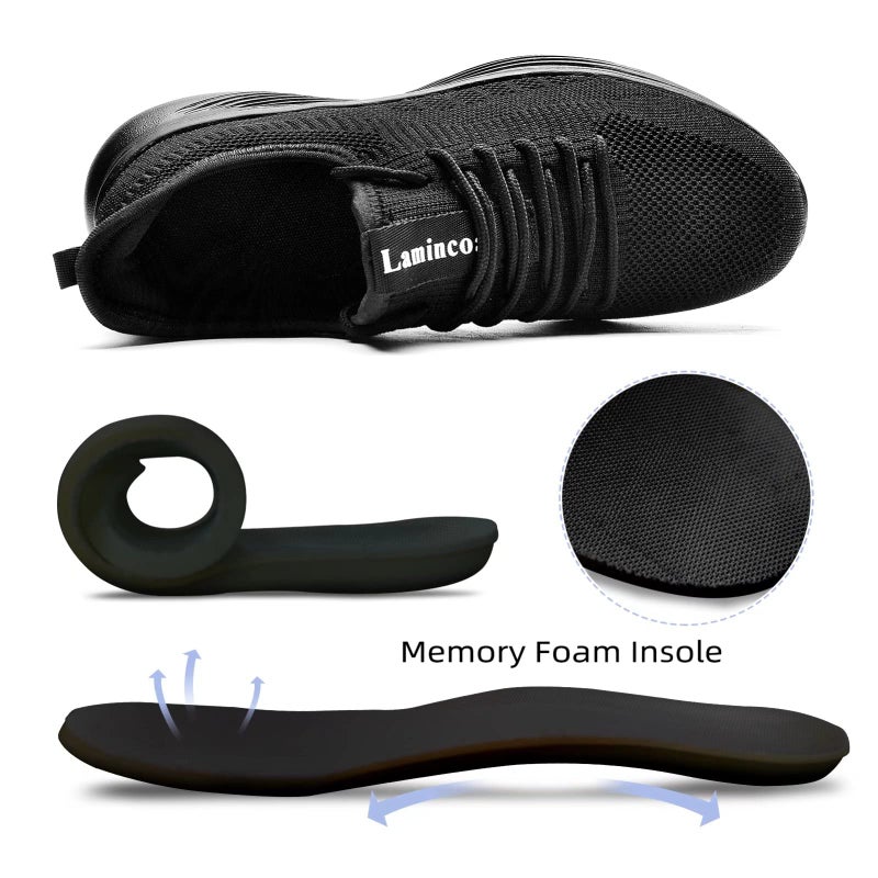 Lamincoa Womens Slip On Walking Shoes Non Slip Casual Road Running Lightweight Mesh Fashion Sneakers for Gym Travel Workout Black - Image 5